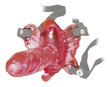 Strap-on dildo vibreert en roteert